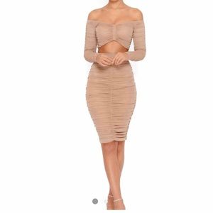 Oh Polly Two Piece Do The Twist Ruched Bardot